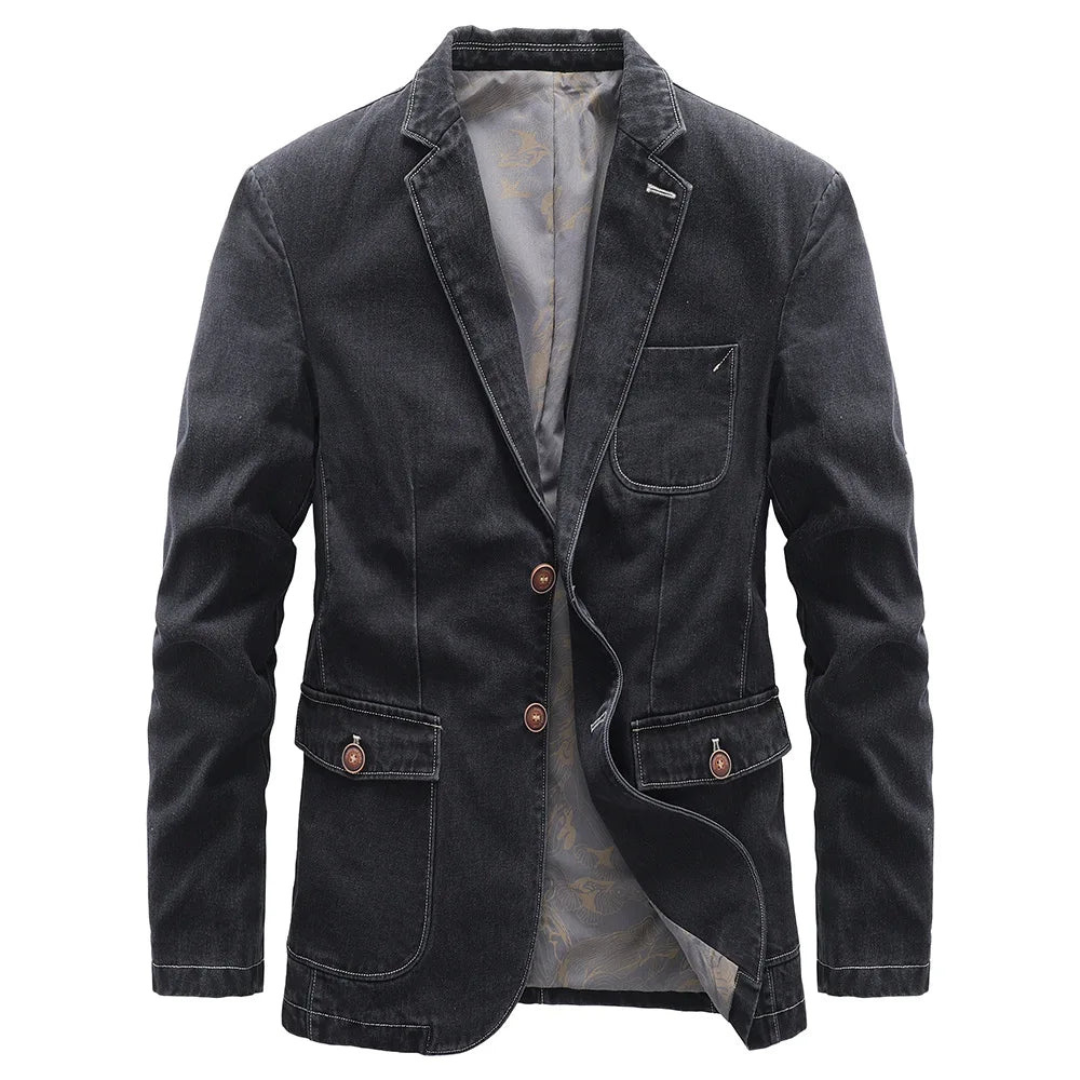 Bertrand | Blazer D'hiver En Denim Pour Hommes | Noir