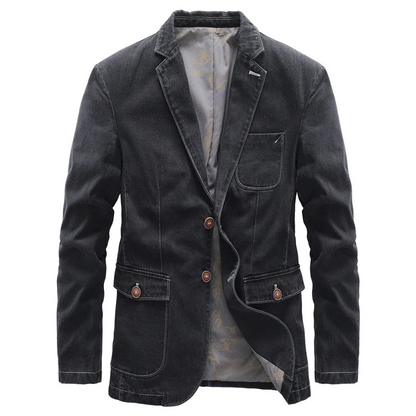 Bertrand | Blazer D'hiver En Denim Pour Hommes | Noir
