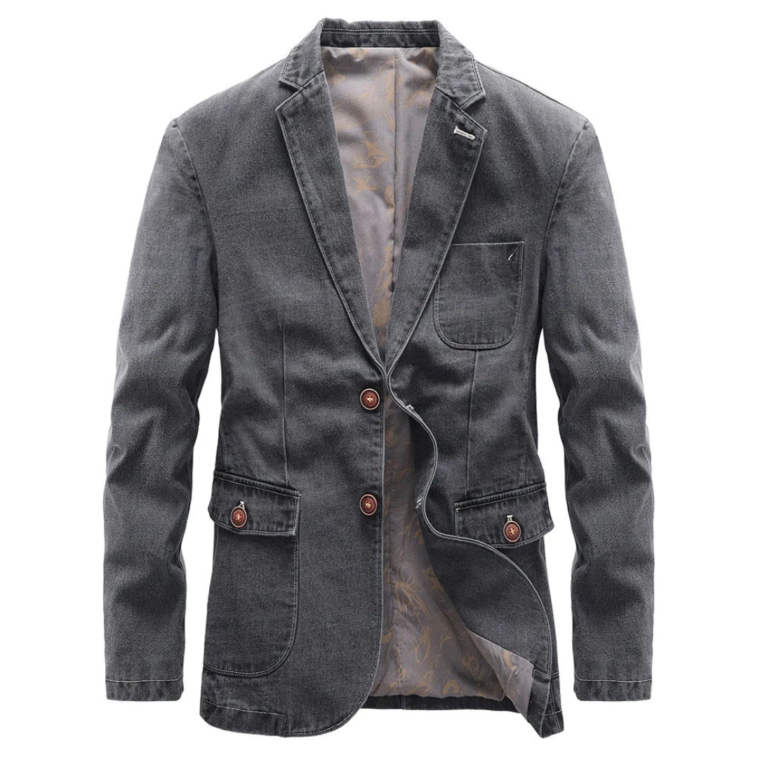 Bertrand | Blazer D'hiver En Denim Pour Hommes | Noir
