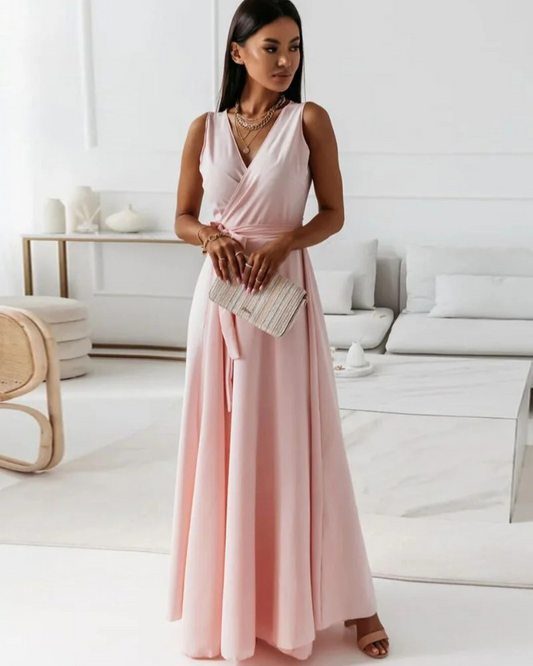 Ysolde | Robe Longue À Col V Pour Femmes | Maxi
