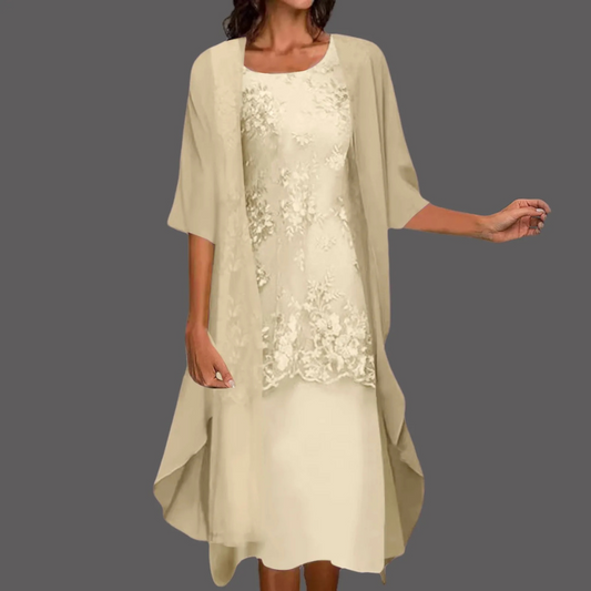 Amélia | Robe Femme Élégante avec Cardigan | Midi