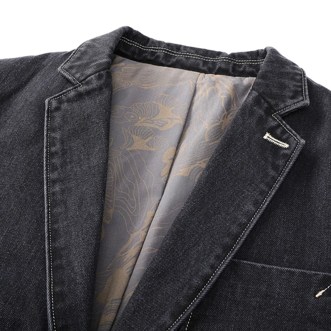 Bertrand | Blazer D'hiver En Denim Pour Hommes | Noir