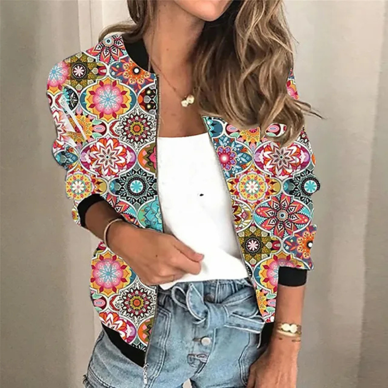 Léontine |  Veste Zip-Up Imprimée Pour Femme | Tendance
