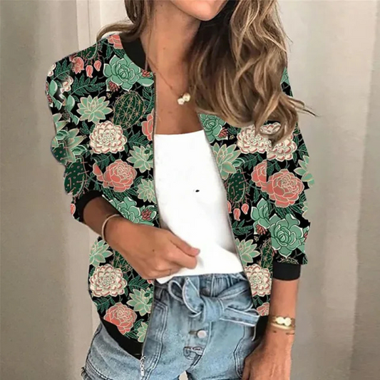 Léontine |  Veste Zip-Up Imprimée Pour Femme | Tendance