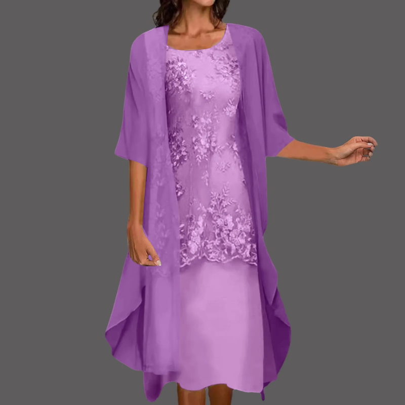 Amélia | Robe Femme Élégante avec Cardigan | Midi