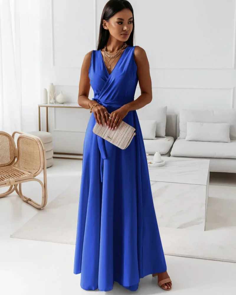 Ysolde | Robe Longue À Col V Pour Femmes | Maxi