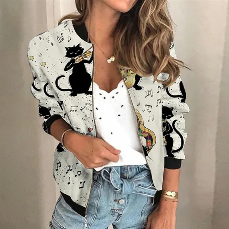 Léontine |  Veste Zip-Up Imprimée Pour Femme | Tendance